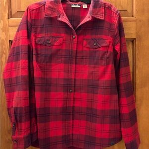 L.L. Bean Red and Black Plaid Button-Down Shirt